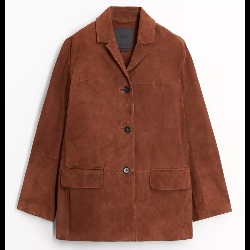 ZARA (NWT) 100% Suede Leather Blazer ZW Collection